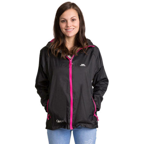 Trespass Qikpac Ladies Waterproof Hooded Jacket With Packaway Pouch Womens Jacket Cosy Camping Co.   