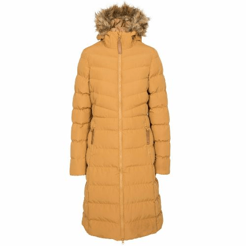 Ladies Trespass Audrey Padded Long Length Jacket Womens Jacket Cosy Camping Co. Sandstone S 