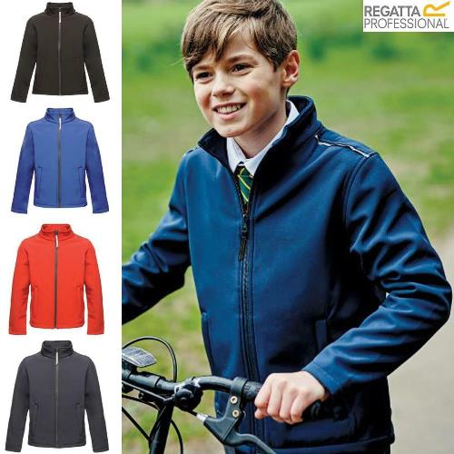 Regatta TRA683 Classmate Softshell Jacket - Water Repellent, Reflective Stripes Kids Cosy Camping Co.   
