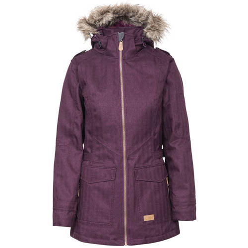 Trespass Ladies Everyday Padded Jacket - Waterproof & Windproof - Long Length - Removable Hood - Multiple Colors & Sizes Womens Jacket Cosy Camping Co. Potent Purple XL 