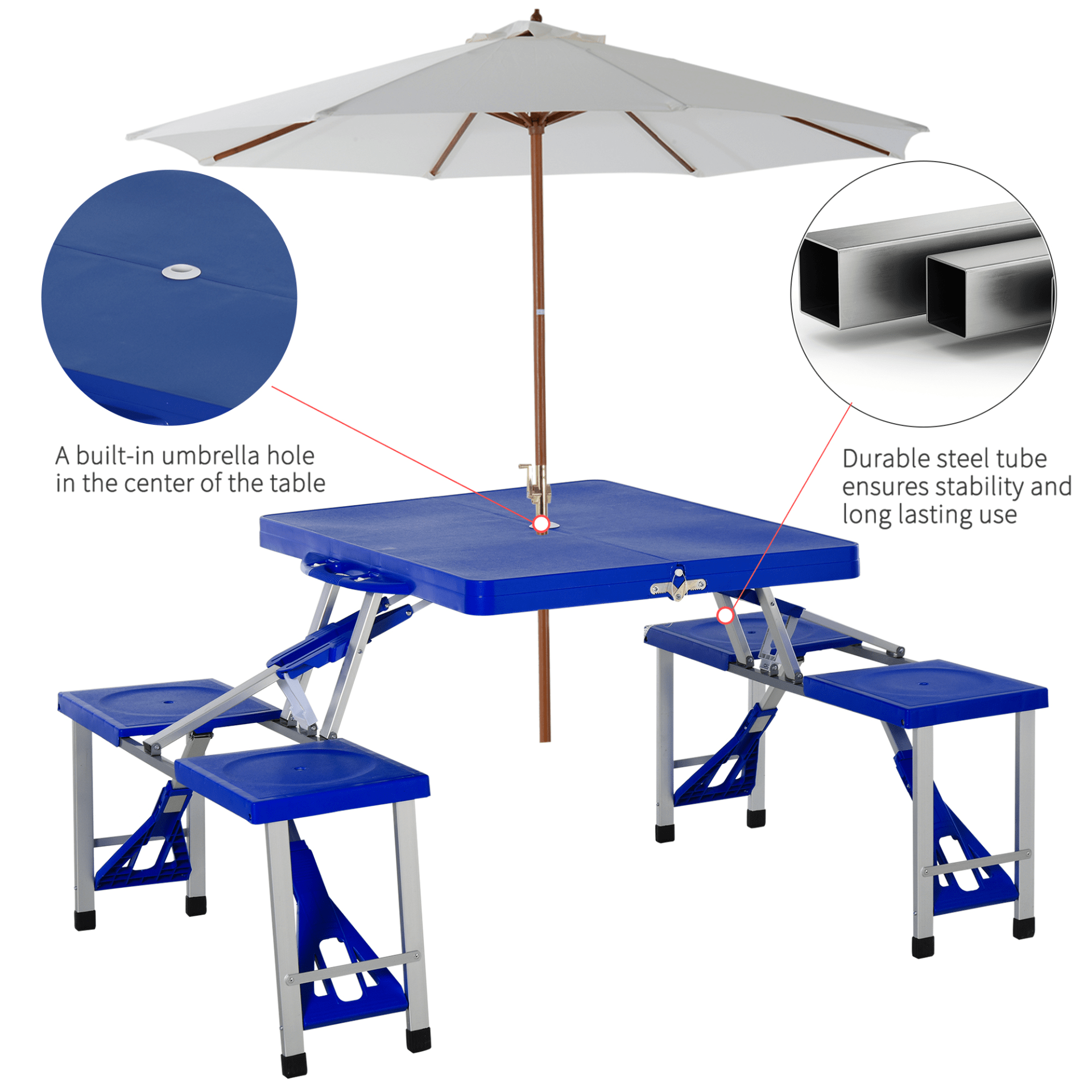 Outsunny Aluminum Picnic Table and Bench Set Camping Table Cosy Camping Co.   