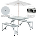 Outsunny Portable Foldable Camping Picnic Table with Seats, Chairs, and Umbrella Hole - Grey Camping Chair Cosy Camping Co.   