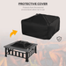 Outsunny Metal Large Firepit Outdoor Square Fire Pit Brazier - Black Firepit Cosy Camping Co.   