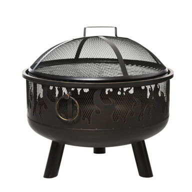 Outsunny Metal Firepit Bowl 2-In-1 Firepit Cosy Camping Co. Black  