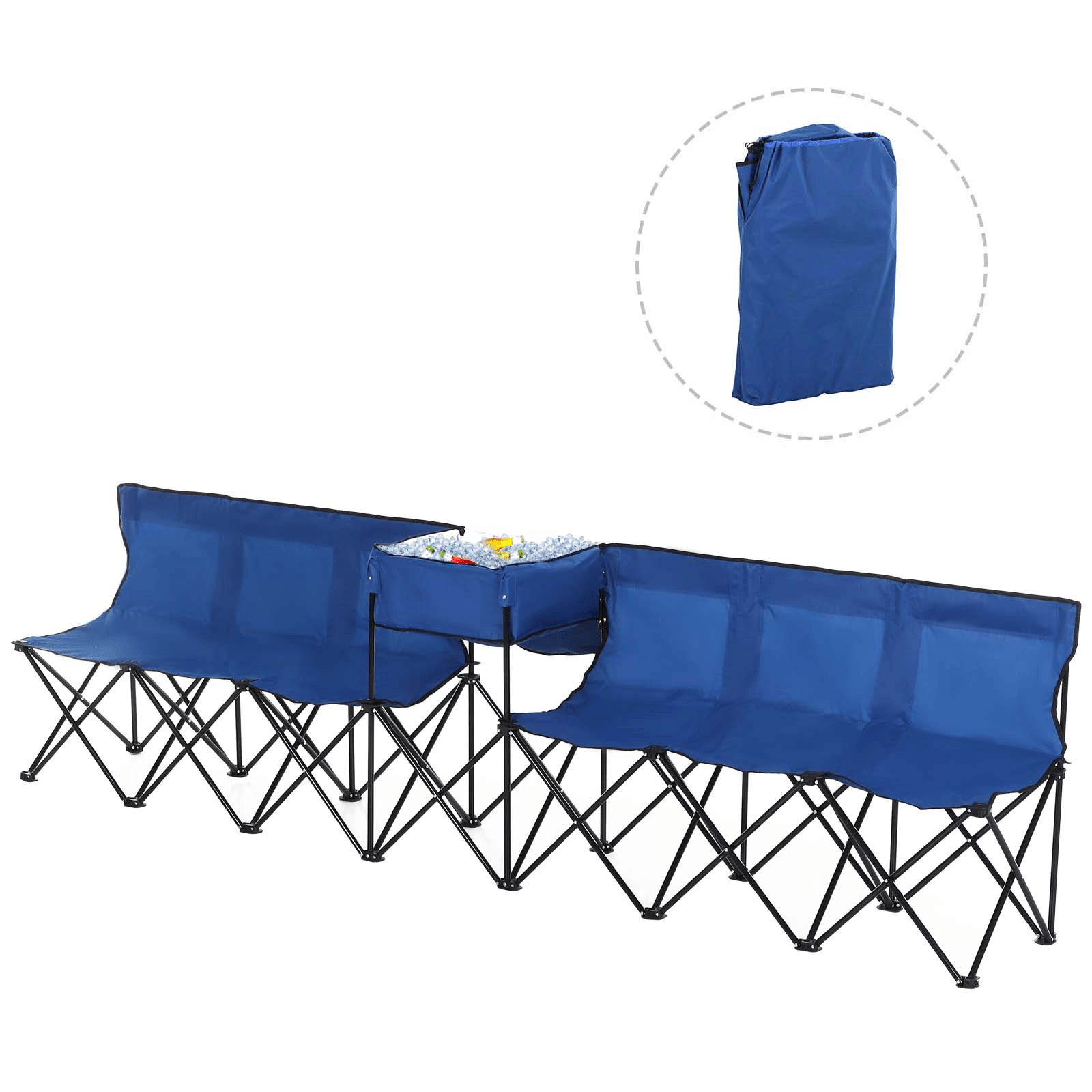 Outsunny 6 Seat Folding Sports Bench Camping Table Cosy Camping Co. Blue  