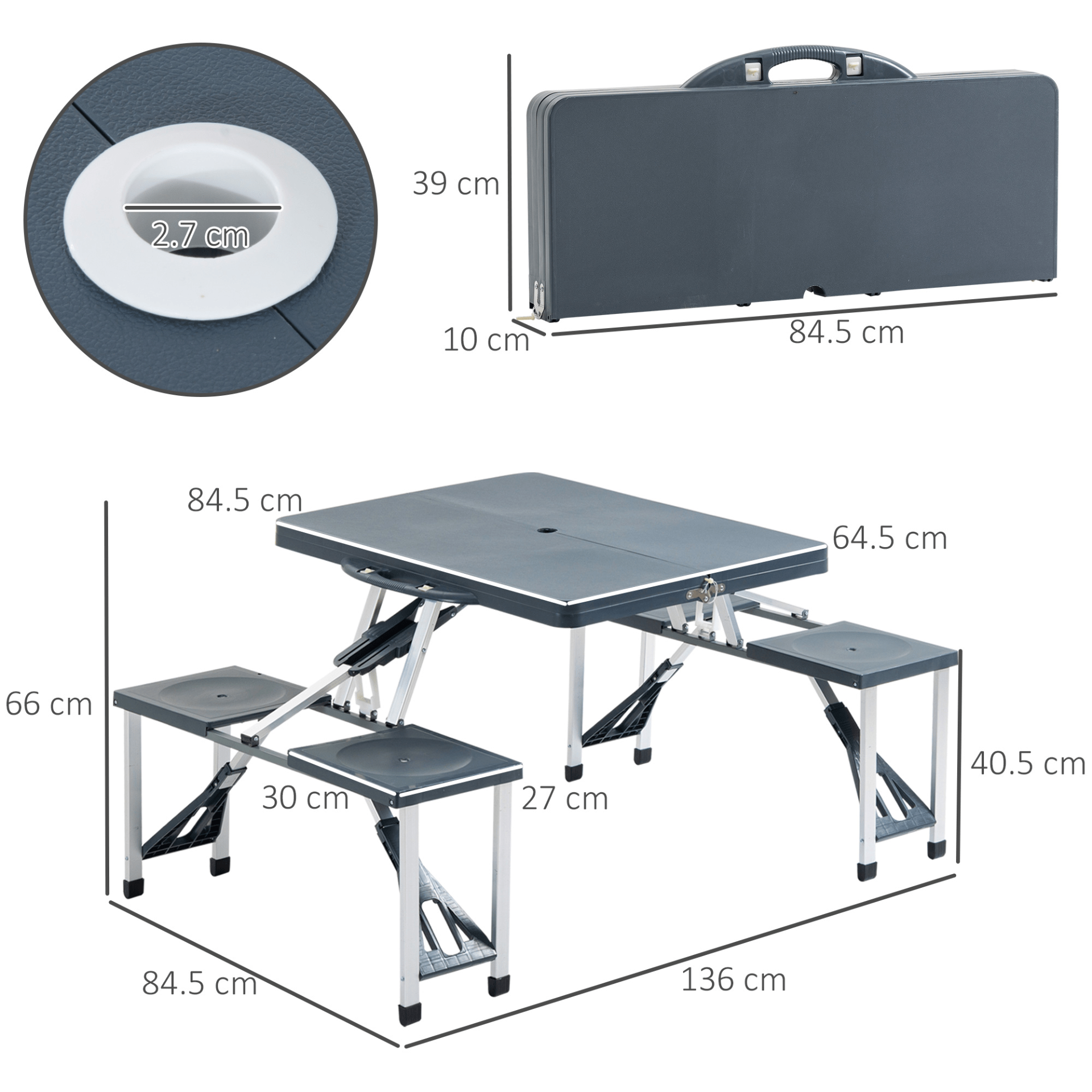 Outsunny Folding Picnic Table and Chair Set Camping Chair Cosy Camping Co.   