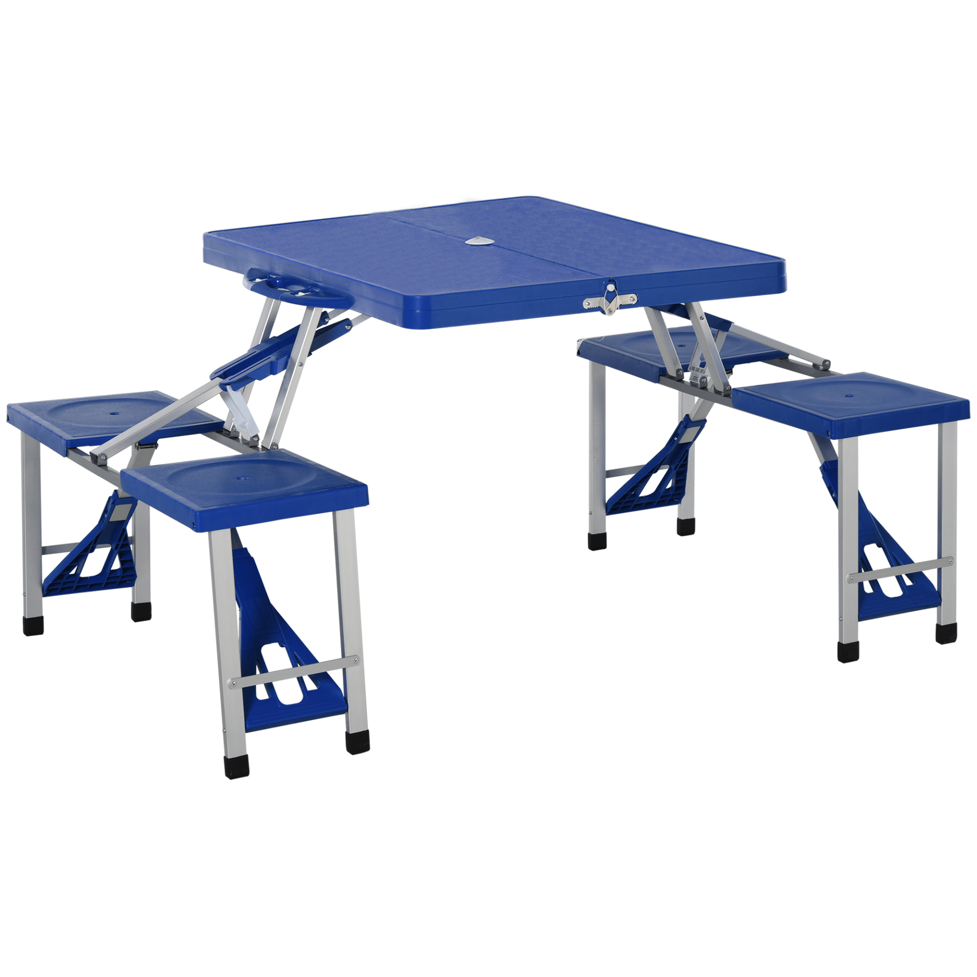 Outsunny Aluminum Picnic Table and Bench Set Camping Table Cosy Camping Co. Blue  