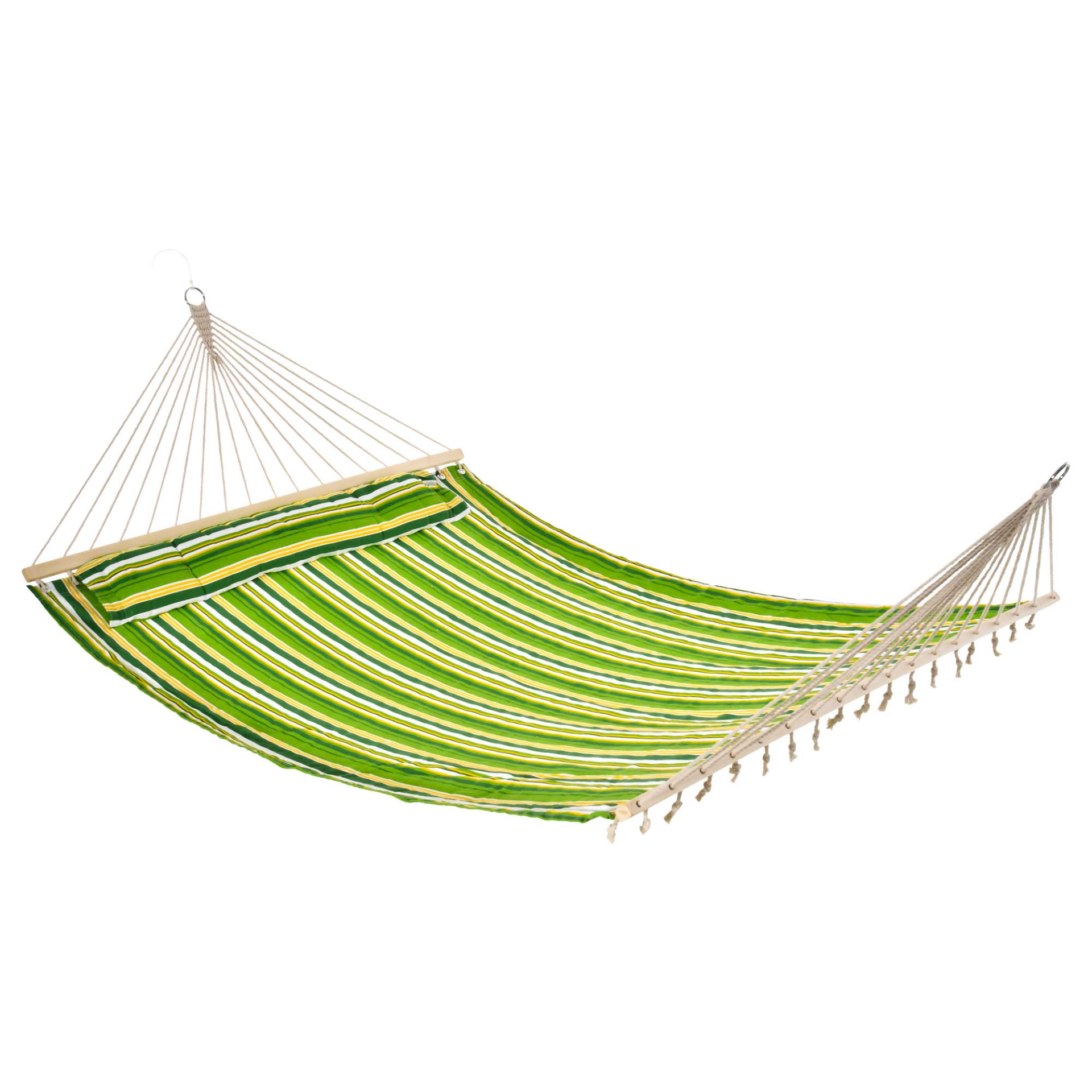 Outsunny Double Cotton Hammock Sleeping Mats and Airbeds Cosy Camping Co. Green stripe  