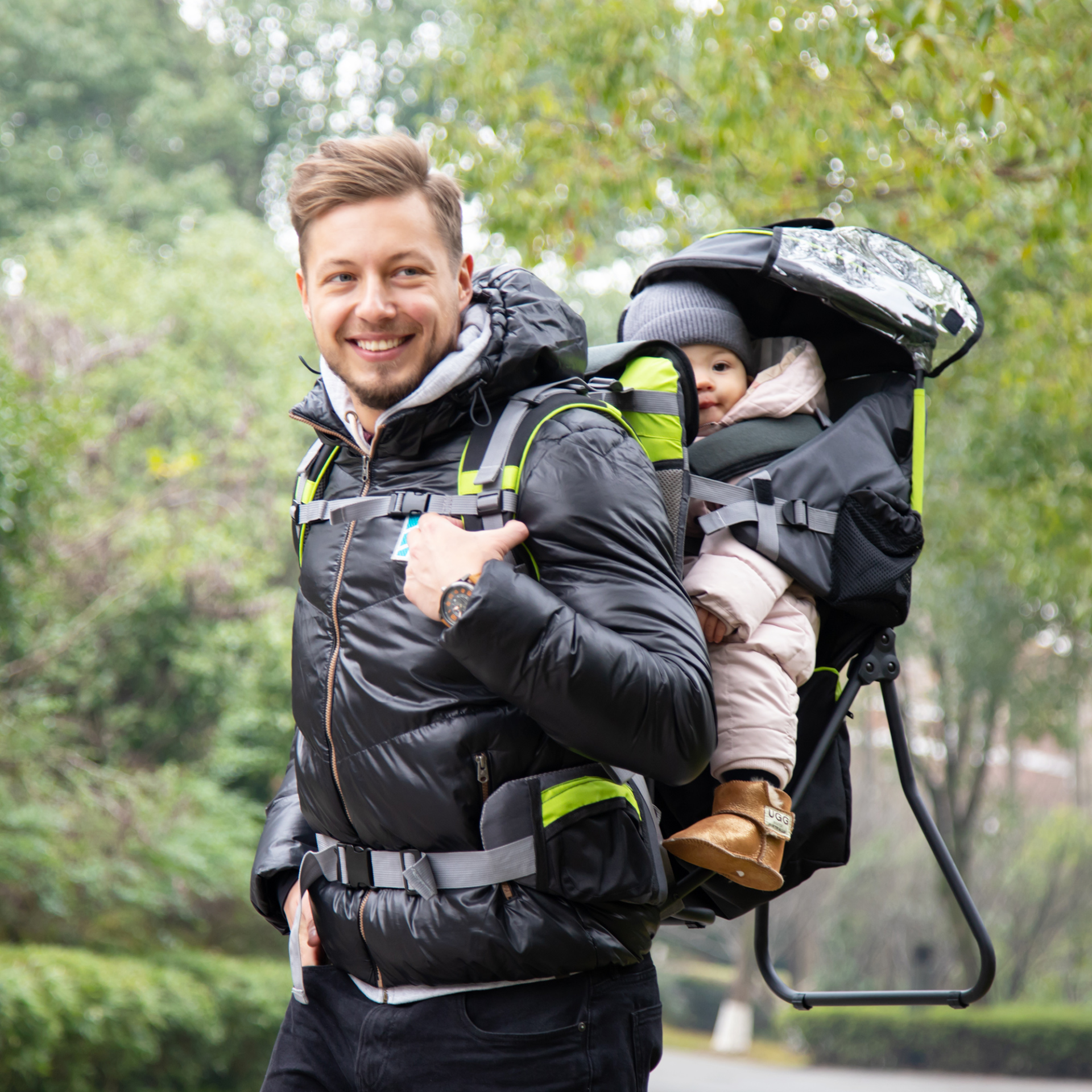 HOMCOM Baby Hiking Backpack Carrier with Ergonomic Hip Seat Rucksack Cosy Camping Co.   