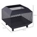 Outsunny Metal Square Fire Pit Outdoor Mesh Firepit Brazier w/ Lid, Log Grate, Poker - Black Firepit Cosy Camping Co.   