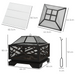 Outsunny Metal Firepit 2 in 1 Square Firepit Cosy Camping Co.   