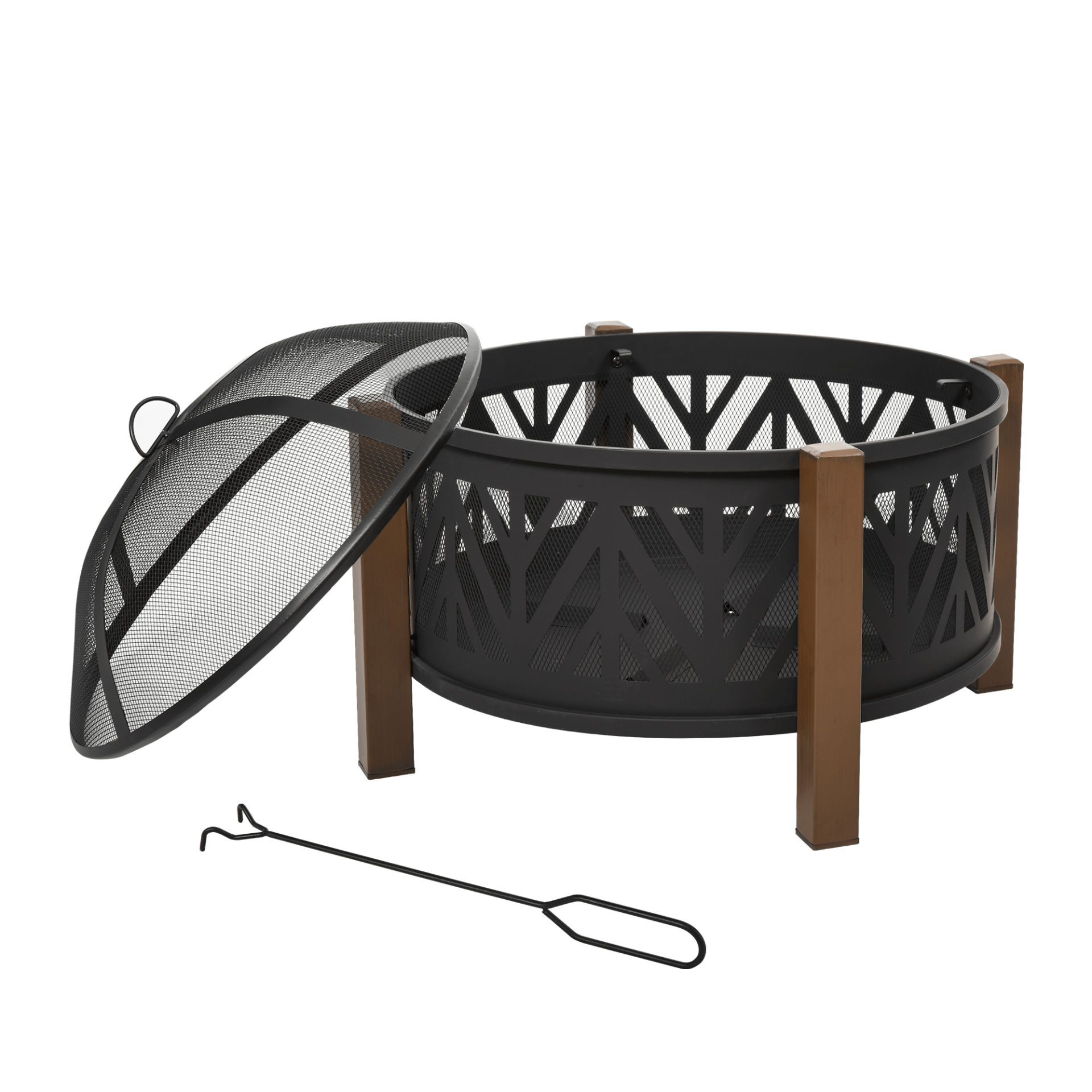 Outsunny Metal Large Firepit Bowl Outdoor 2-In-1 Firepit Cosy Camping Co. Black  