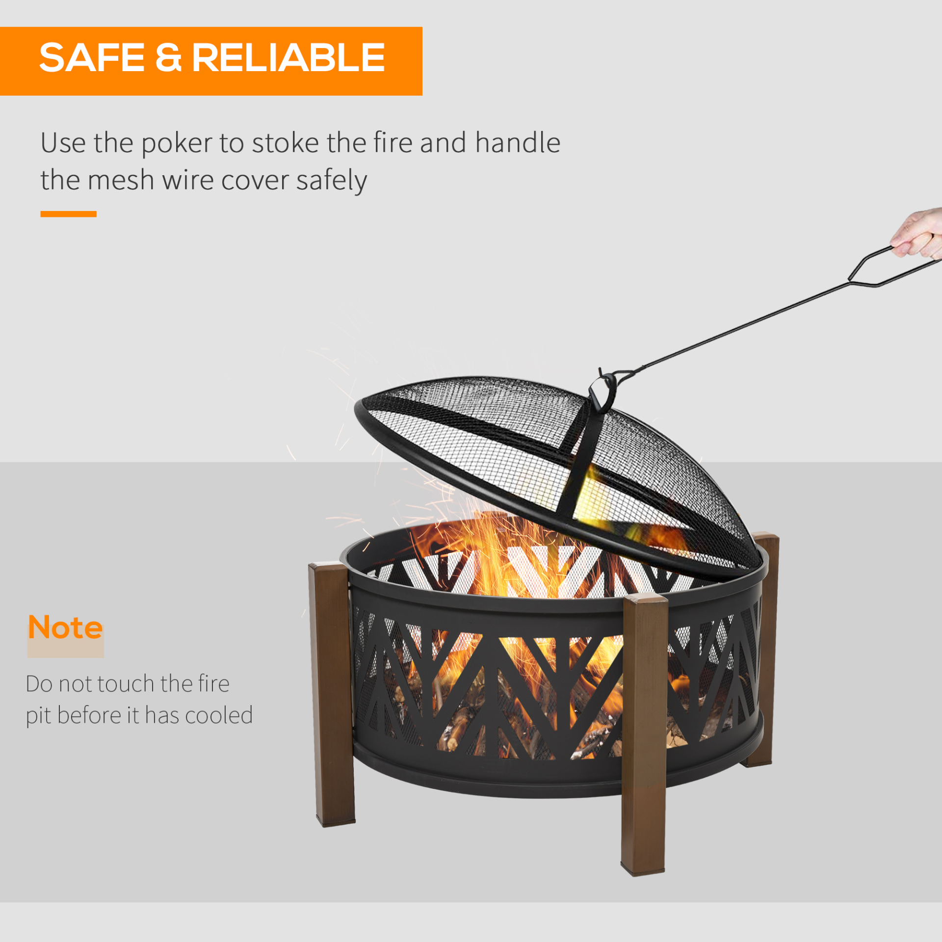 Outsunny Metal Large Firepit Bowl Outdoor 2-In-1 Firepit Cosy Camping Co.   