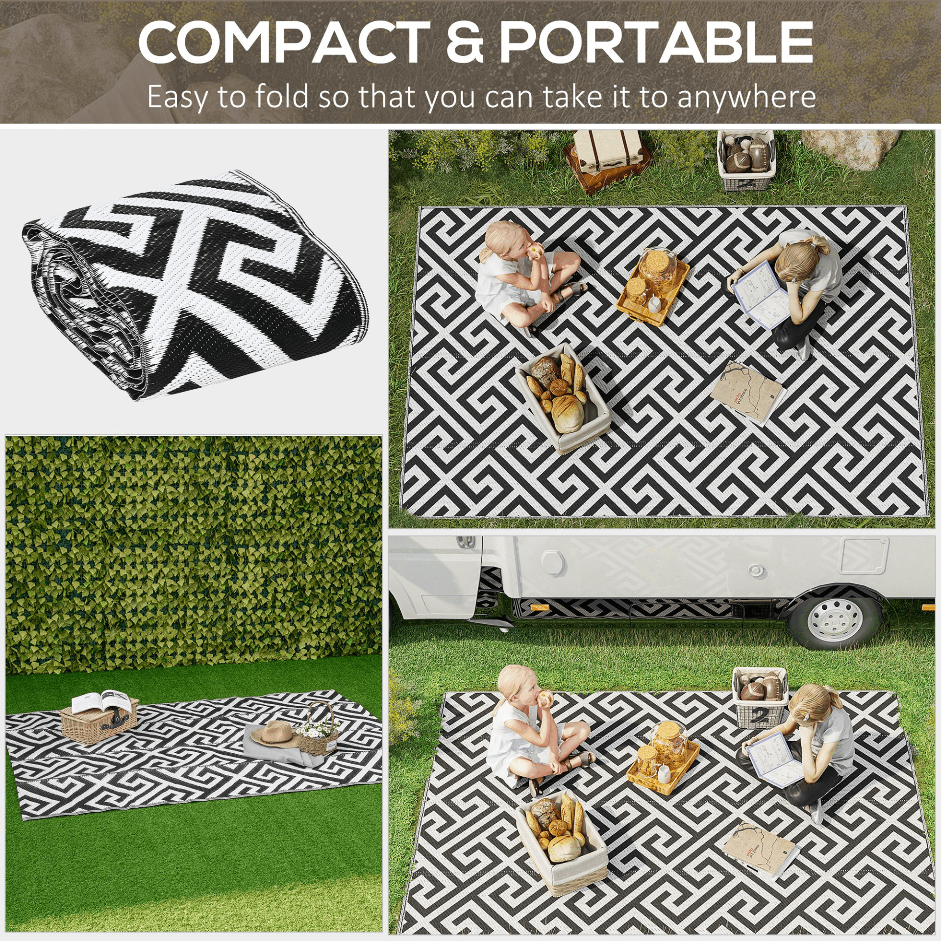Outsunny 152 x 243 cm Outdoor Rug Camping Floor Mat Cosy Camping Co.   
