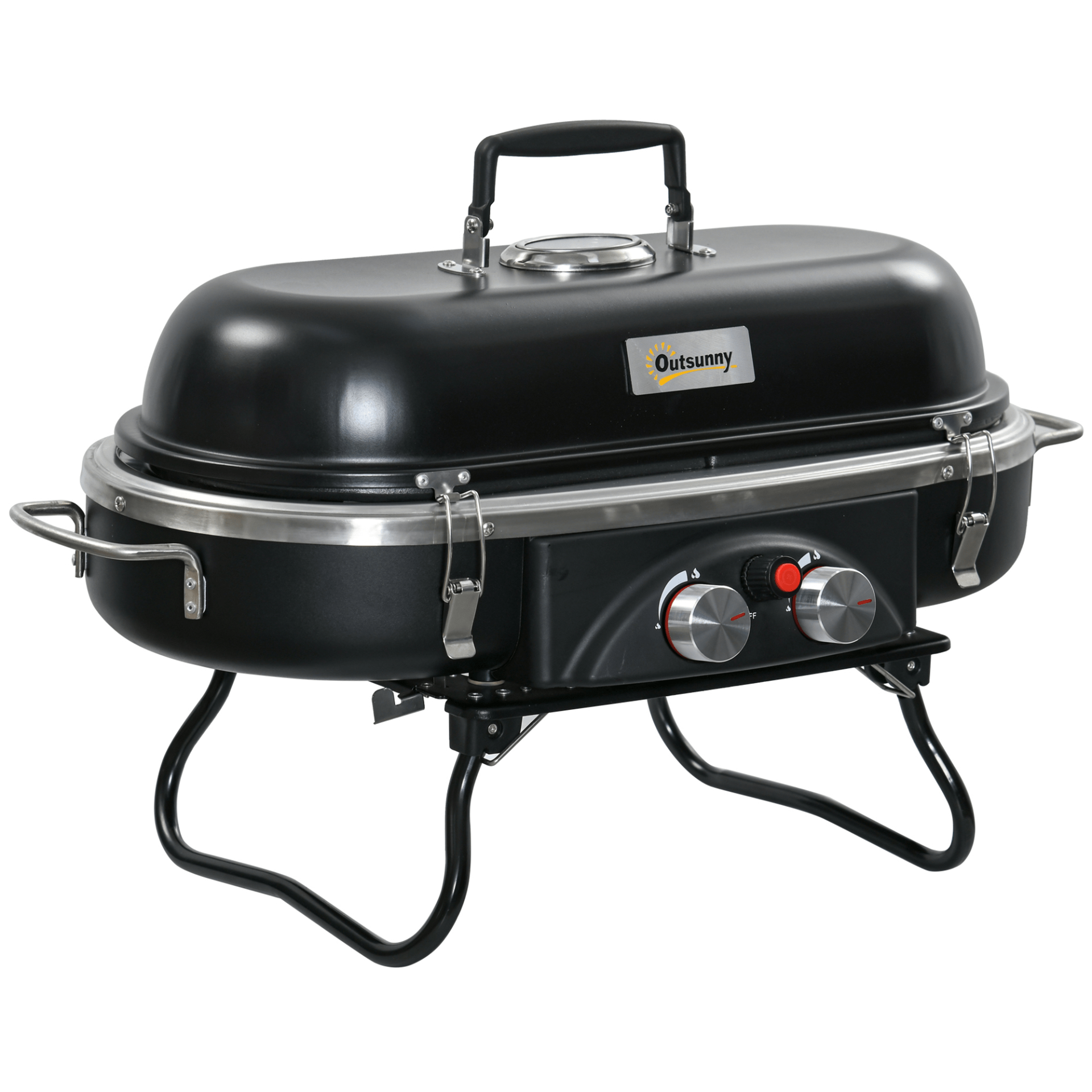 Outsunny Foldable Gas BBQ BBQ Cosy Camping Co. Black  