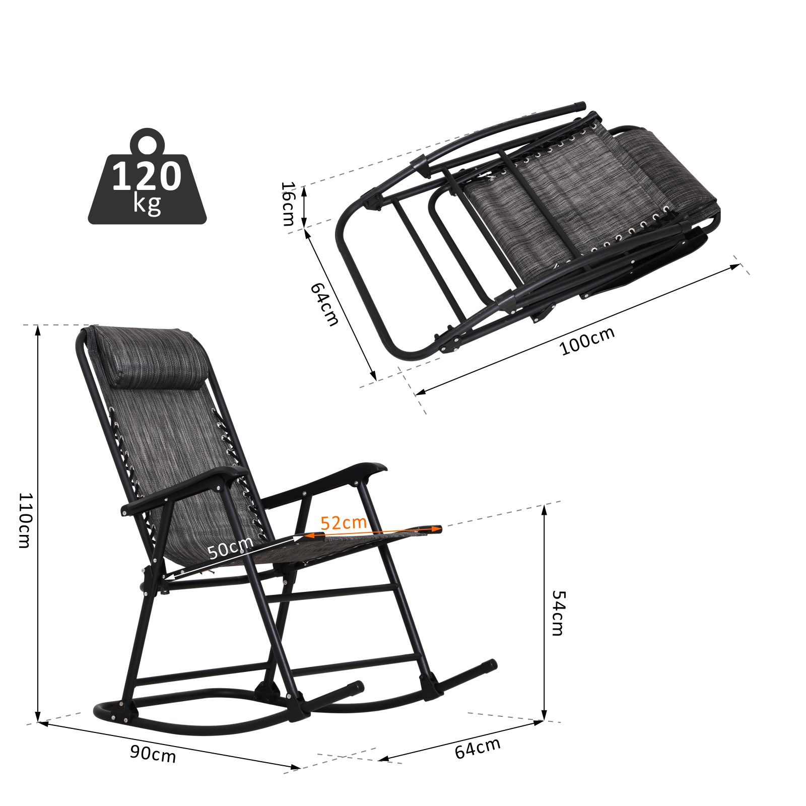 Outsunny Garden Rocking Chair Camping Chair Cosy Camping Co.   