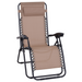 Outsunny Zero Gravity Chair - Metal Frame Texteline Armchair Outdoor Folding & Reclining Sun Lounger with Head Pillow, Beige Camping Chair Cosy Camping Co. Beige  