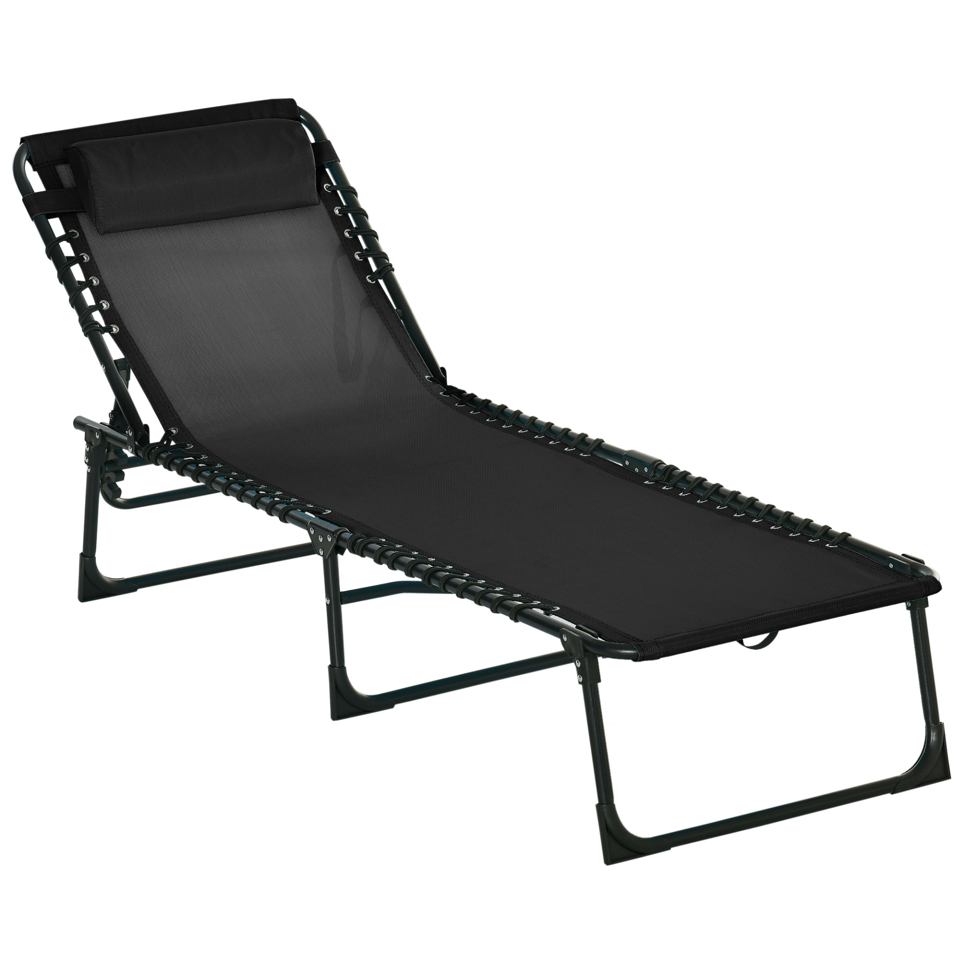 Outsunny Folding Sun Lounger Camping Chair Cosy Camping Co. Black  