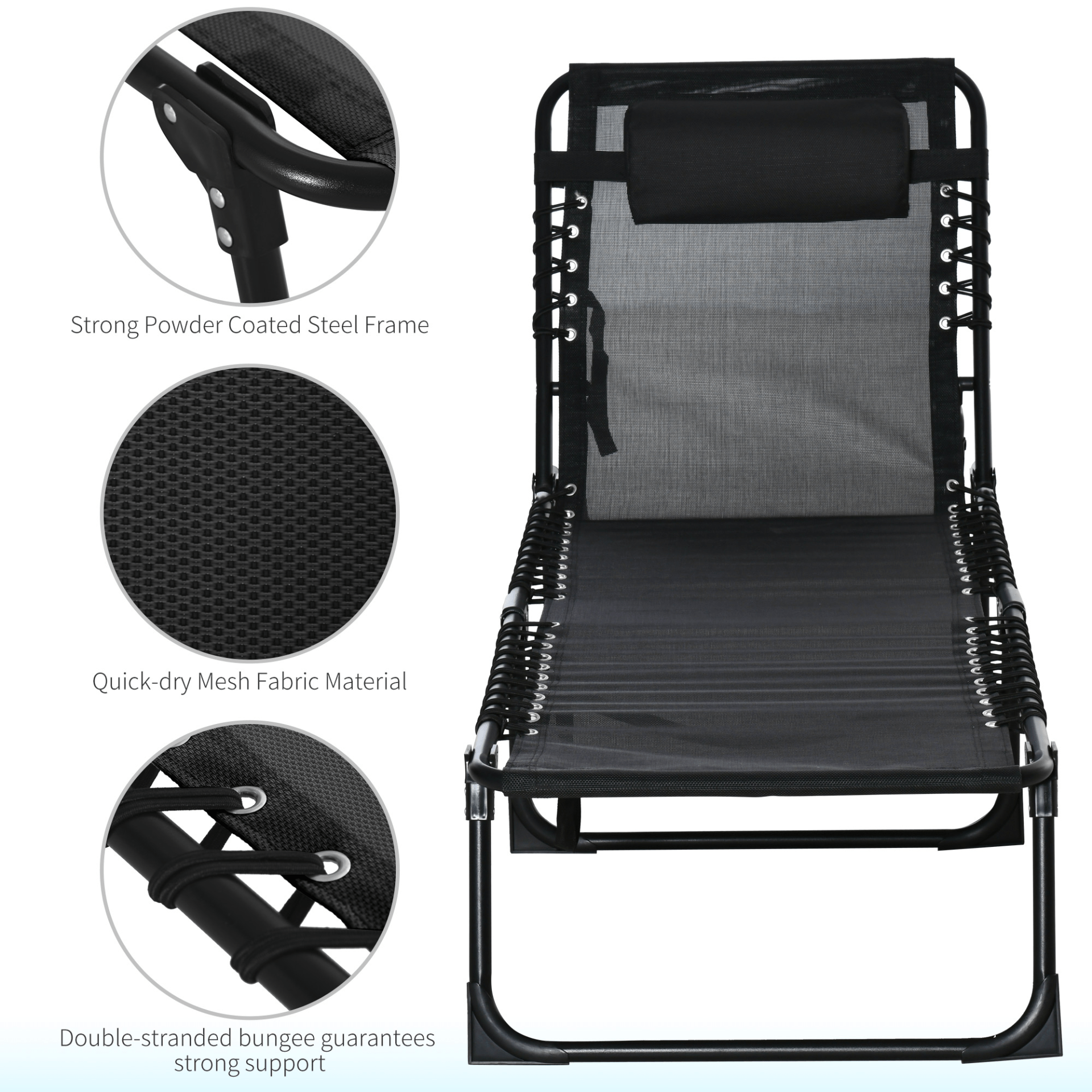 Outsunny Folding Sun Lounger Camping Chair Cosy Camping Co.   