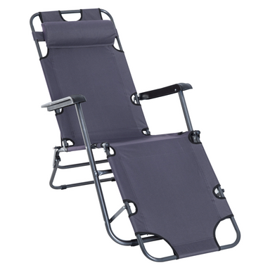 Outsunny 2 in 1 Sun Lounger Camping Chair Cosy Camping Co. Grey  