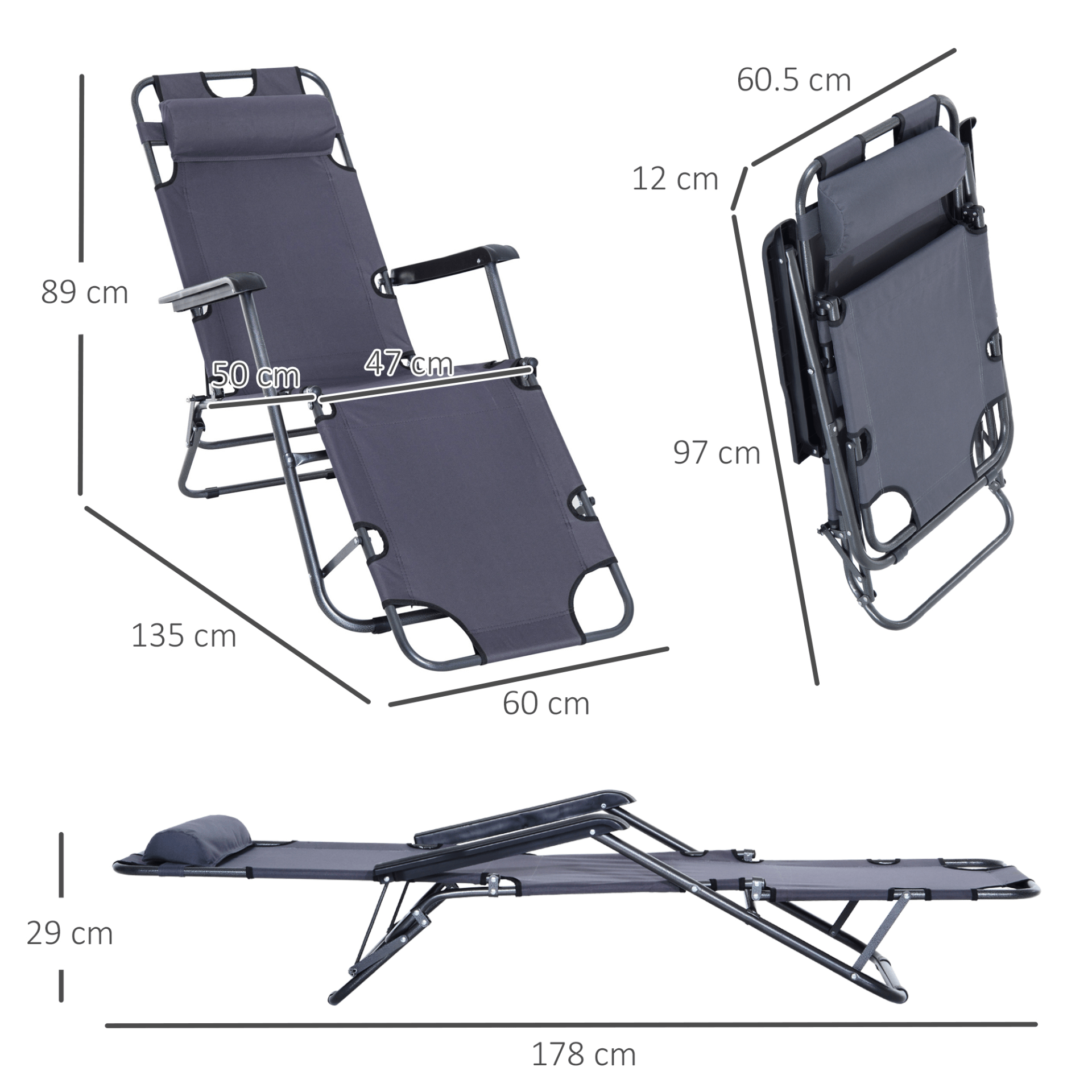 Outsunny 2 in 1 Sun Lounger Camping Chair Cosy Camping Co.   