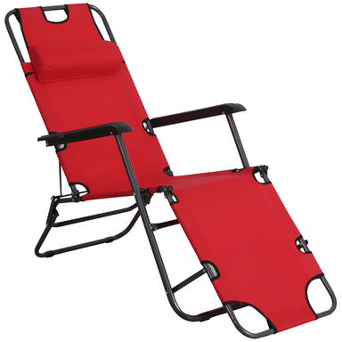 Outsunny 2 in 1 Sun Lounger Camping Chair Cosy Camping Co. Red  
