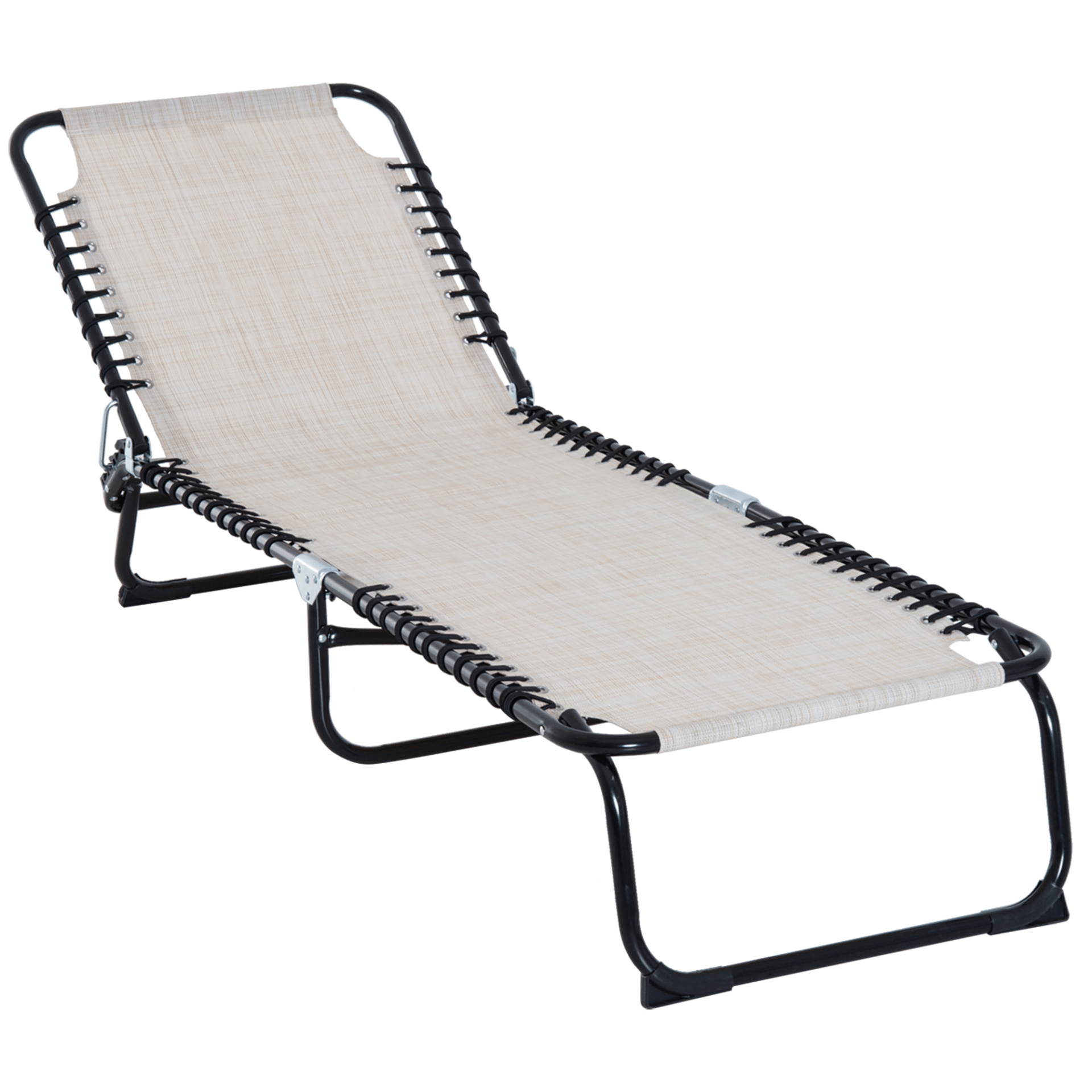 Outsunny Folding Sun Lounger Camping Chair Cosy Camping Co. Cream White  