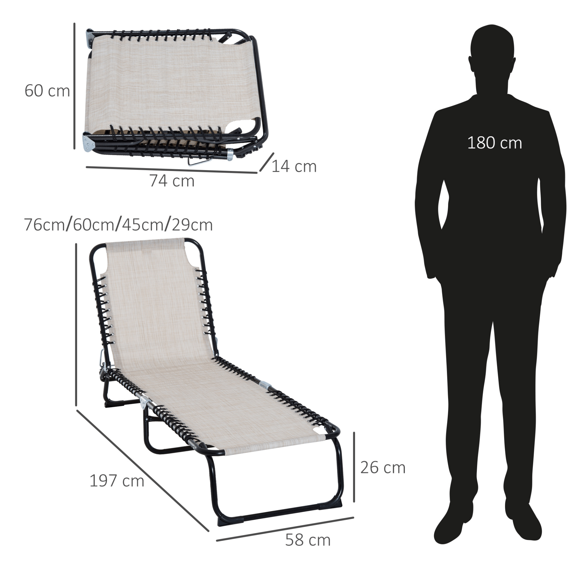 Outsunny Folding Sun Lounger Camping Chair Cosy Camping Co.   