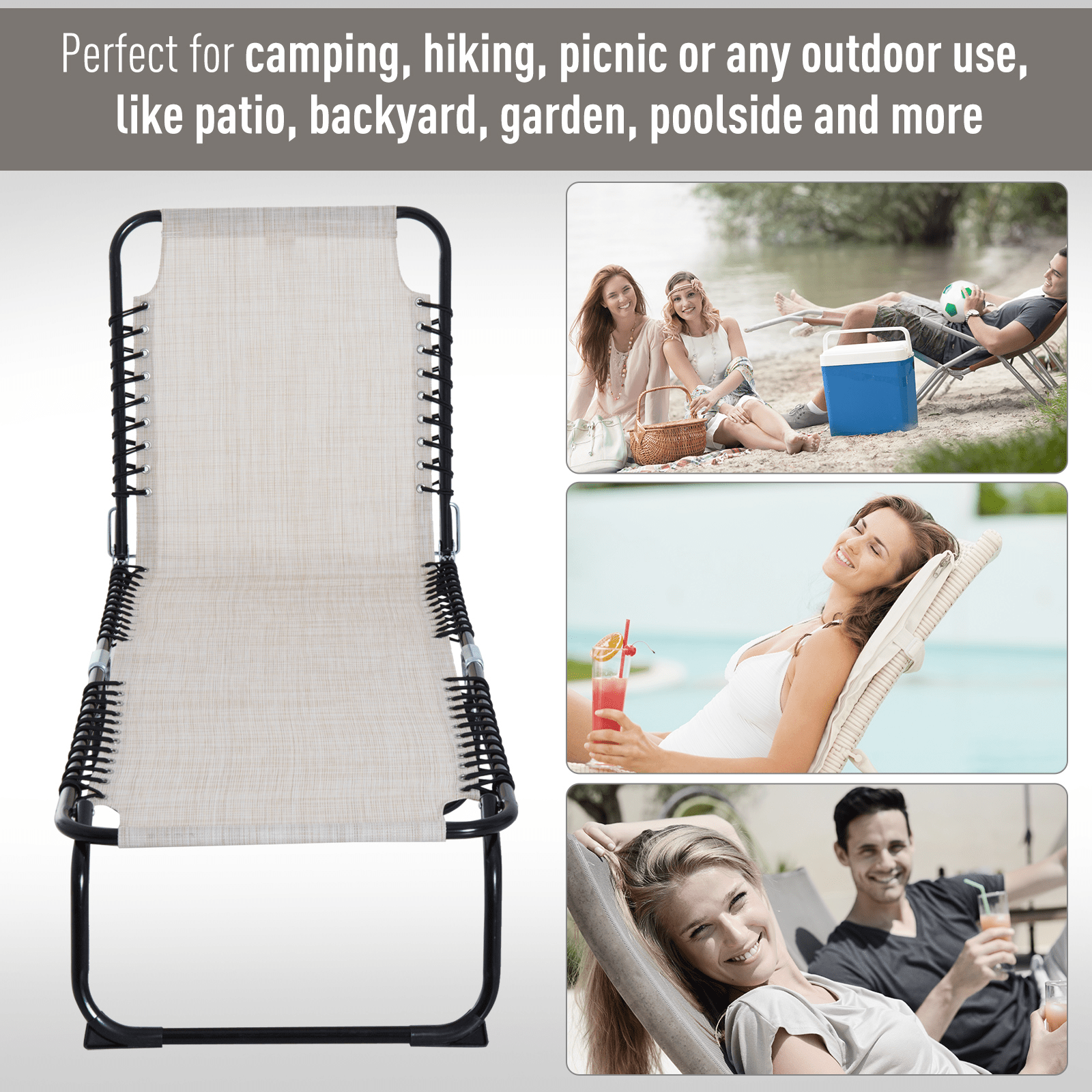 Outsunny Folding Sun Lounger Camping Chair Cosy Camping Co.   