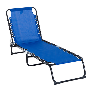 Outsunny Folding Sun Lounger Camping Chair Cosy Camping Co. Navy blue  