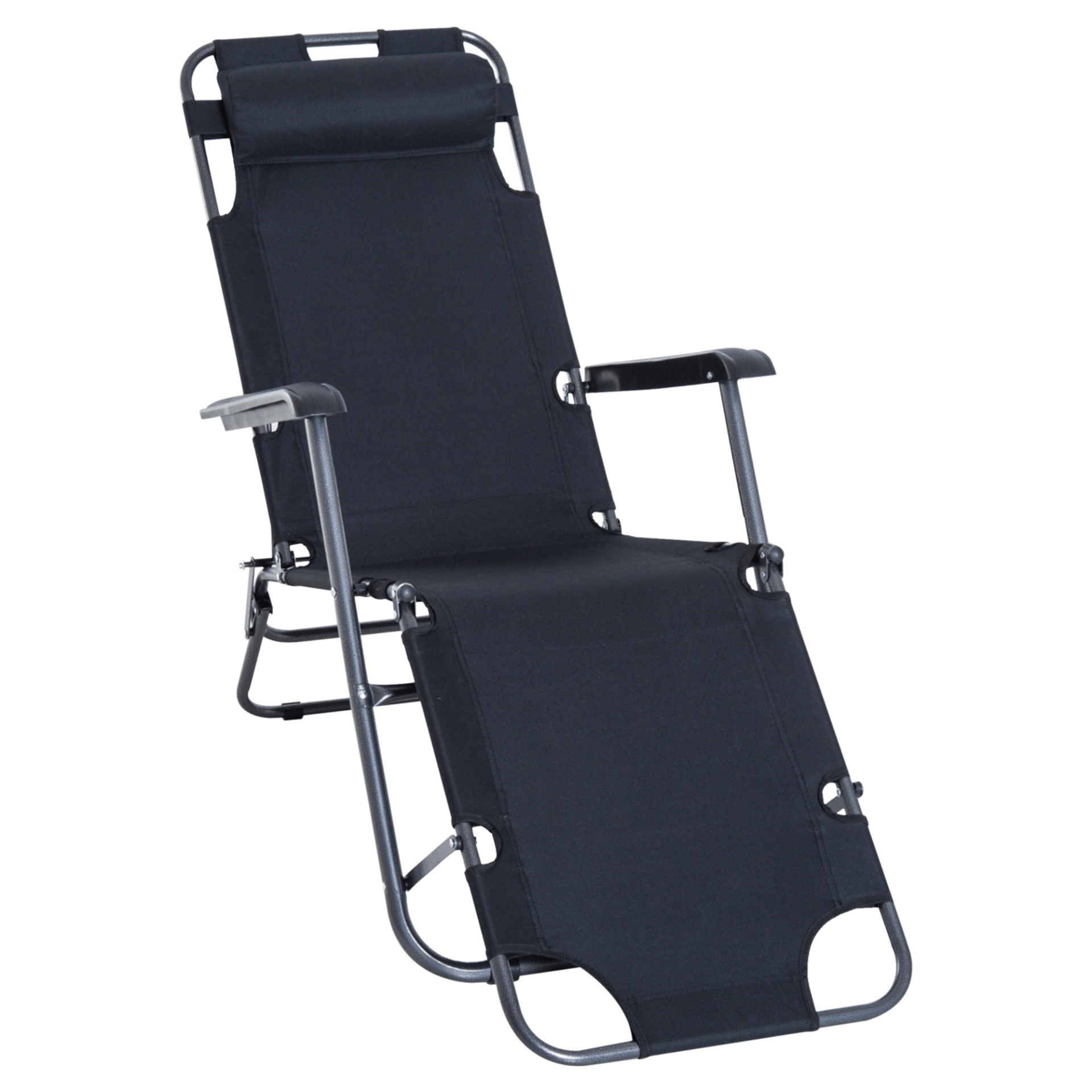 Outsunny 2 in 1 Sun Lounger Camping Chair Cosy Camping Co. Black  