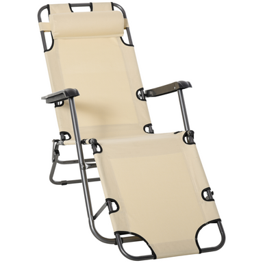 Outsunny 2 in 1 Sun Lounger Camping Chair Cosy Camping Co. Beige  