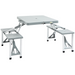 Outsunny Portable Foldable Camping Picnic Table with Seats, Chairs, and Umbrella Hole - Grey Camping Chair Cosy Camping Co. Grey  