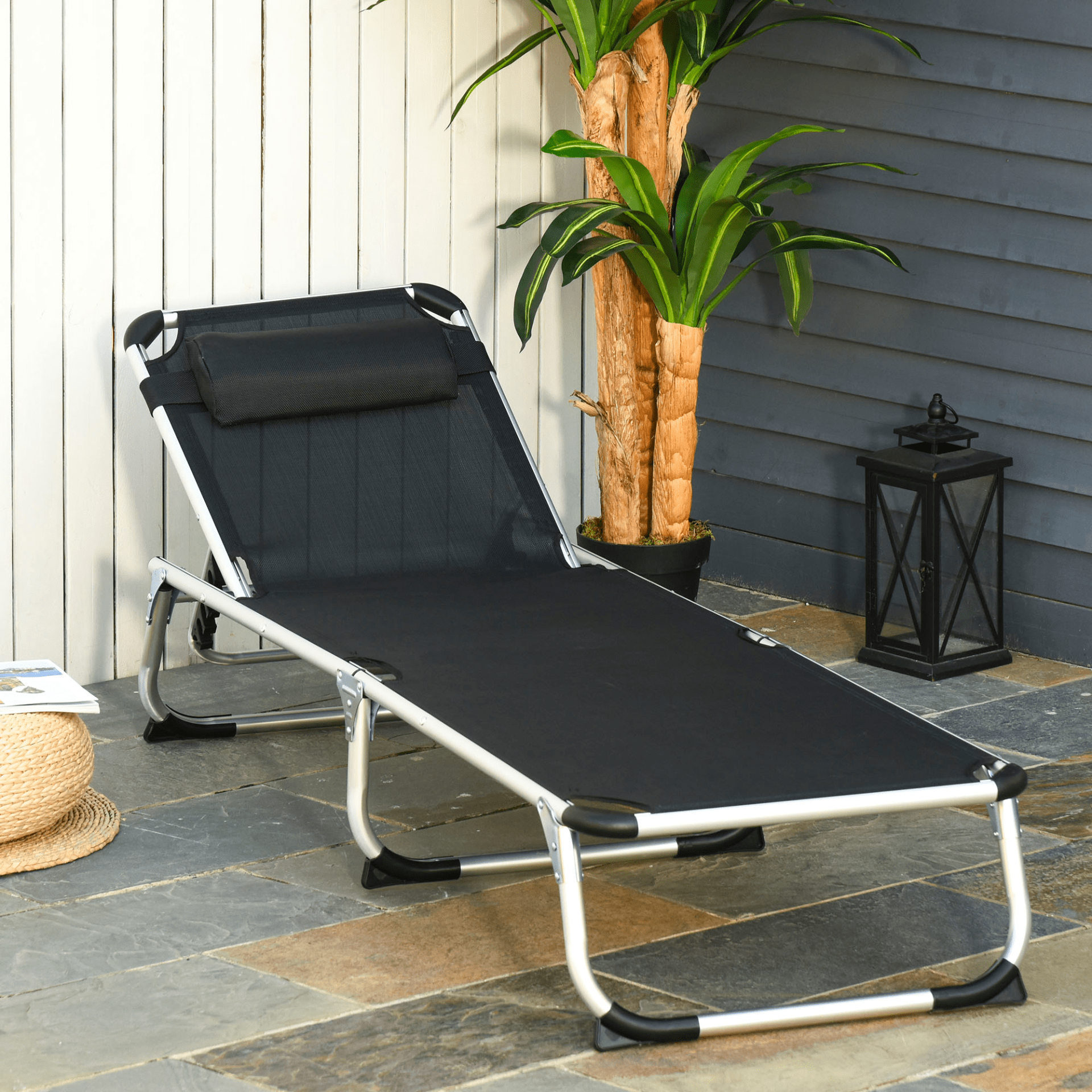 Outsunny Foldable Sun Lounger Camping Chair Cosy Camping Co.   