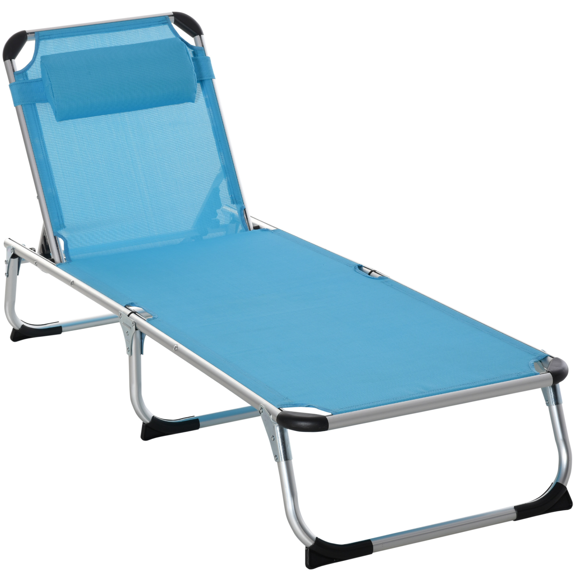 Outsunny Foldable Sun Lounger Camping Chair Cosy Camping Co. Blue  