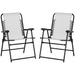 Outsunny Set of 2 Patio Folding Dining Chair Set Garden Outdoor Portable for Camping Pool Beach Deck Lawn with Armrest, Cream White Camping Chair Cosy Camping Co. Cream  