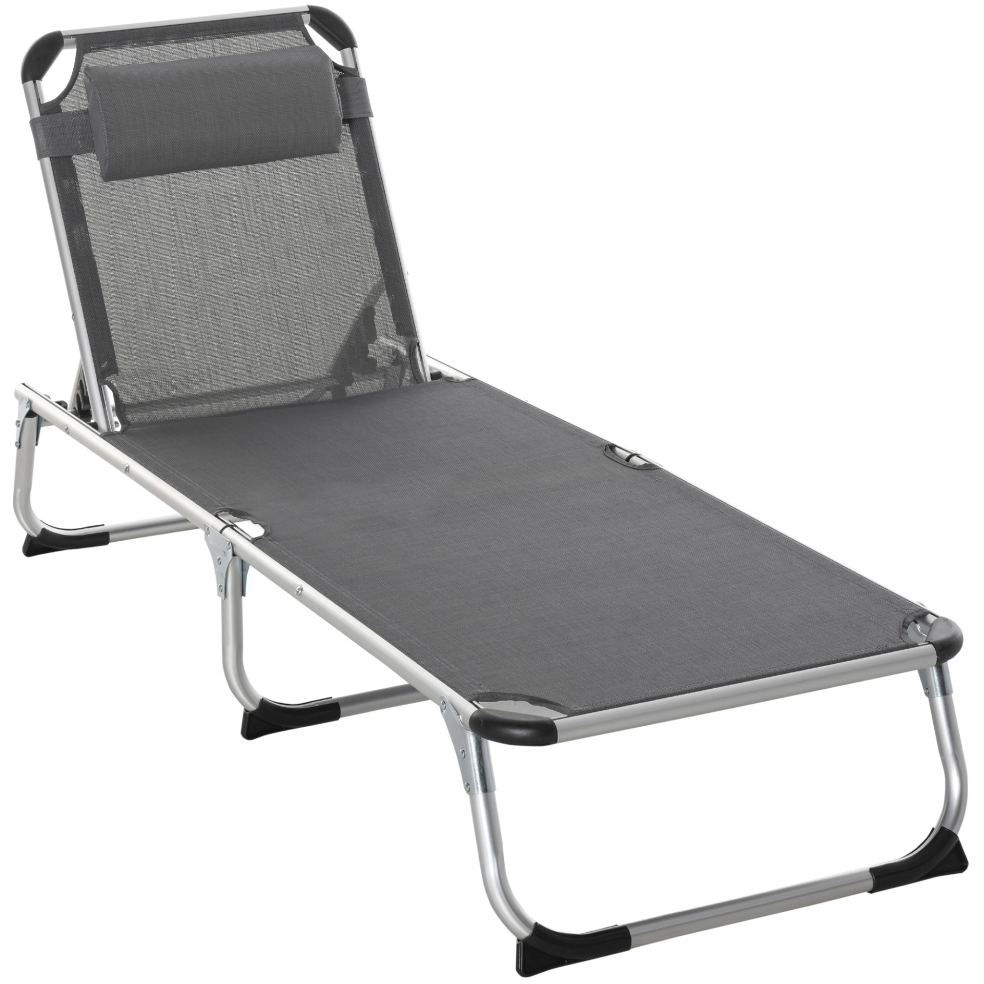 Outsunny Foldable Reclining Sun Lounger Camping Chair Cosy Camping Co. Dark Grey  