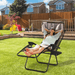 Outsunny Zero Gravity Lounger Chair, Folding Reclining Patio Chair with Shade Cover, Cup Holder, Soft Cushion and Headrest - Brown Camping Chair Cosy Camping Co.   