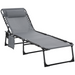 Outsunny Portable Sun Lounger, Folding Camping Bed Cot, Reclining Lounge Chair - Grey Camping Chair Cosy Camping Co. Grey  