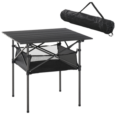 Outsunny Aluminum Picnic Table and Bench Set Camping Table Cosy Camping Co. Black  