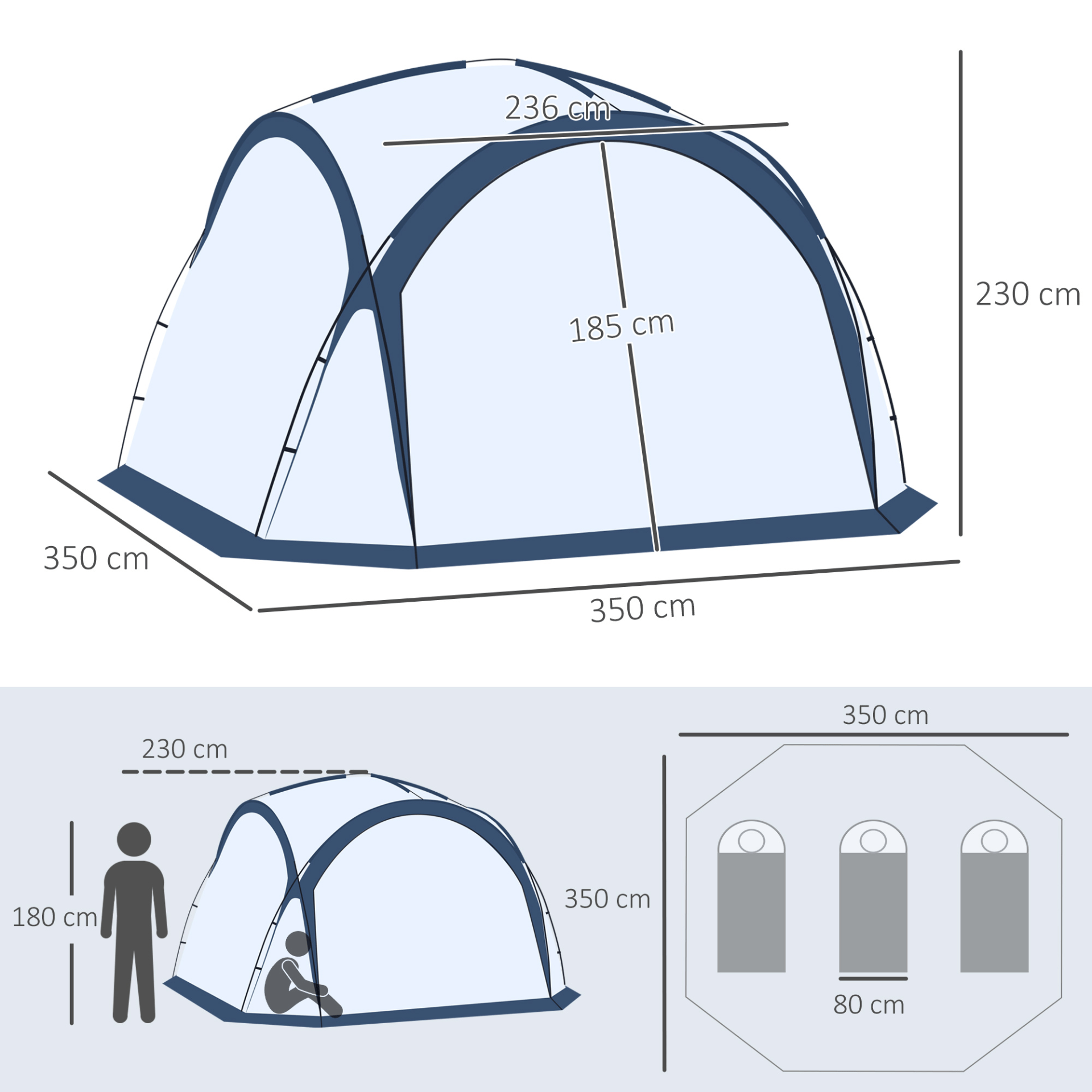 Outsunny Dome Tent for 6-8 Person 8 Man Tent Cosy Camping Co.   