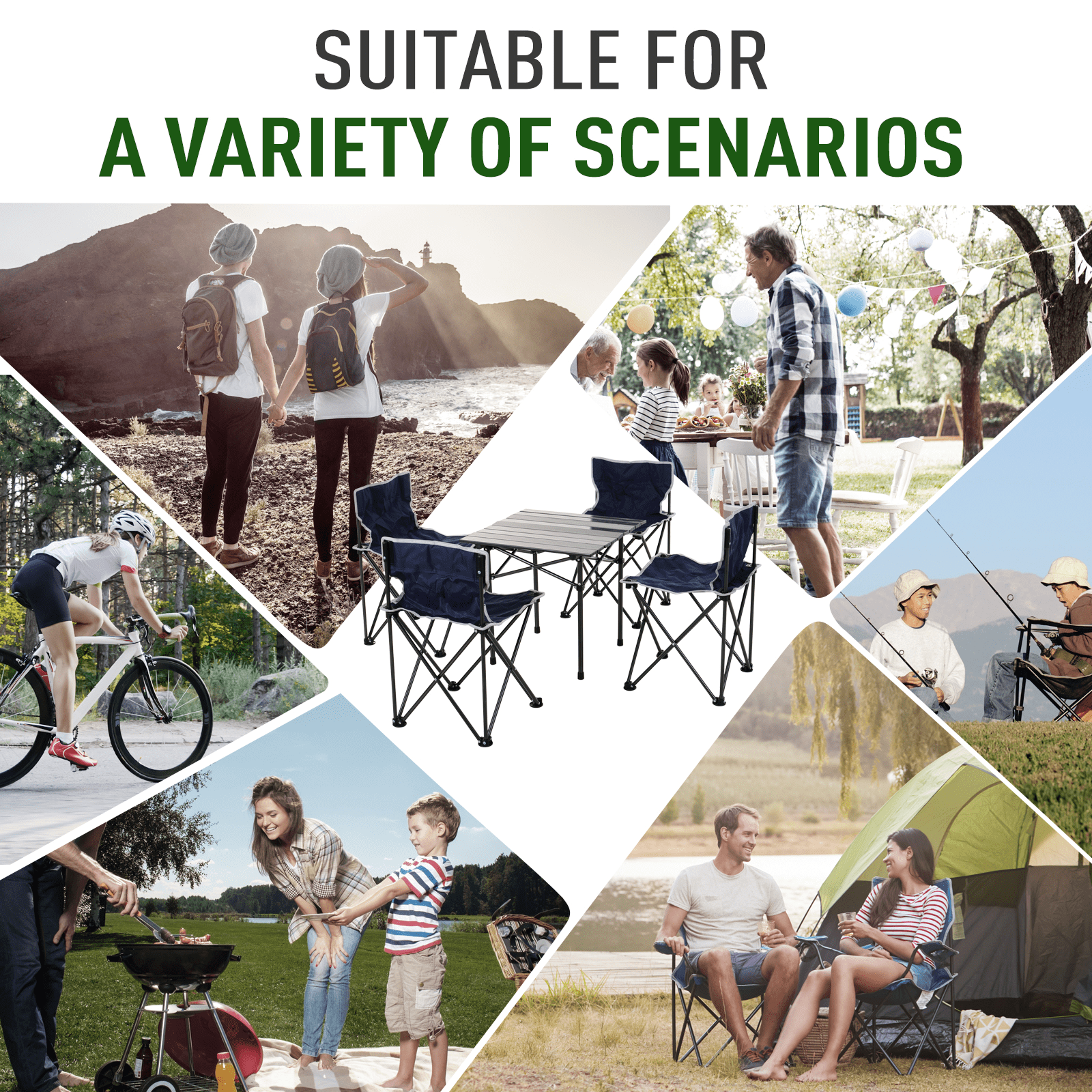 Outsunny 5 Piece Camping Table & Chairs Set Camping Chair Cosy Camping Co.   