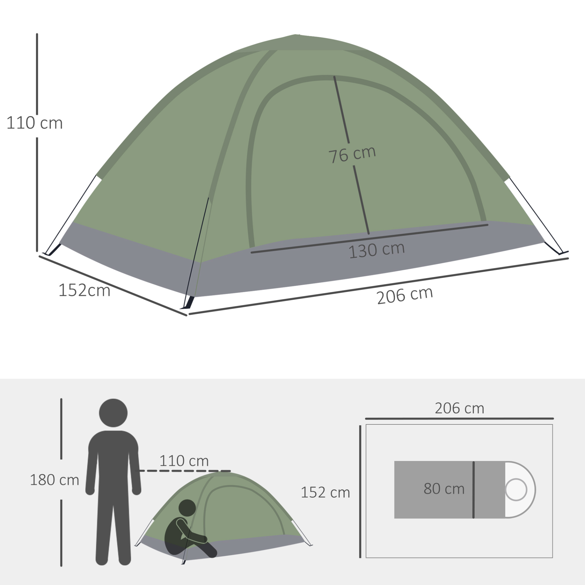 Outsunny 2 Person Camping Tent 2 Man Tent Cosy Camping Co.   