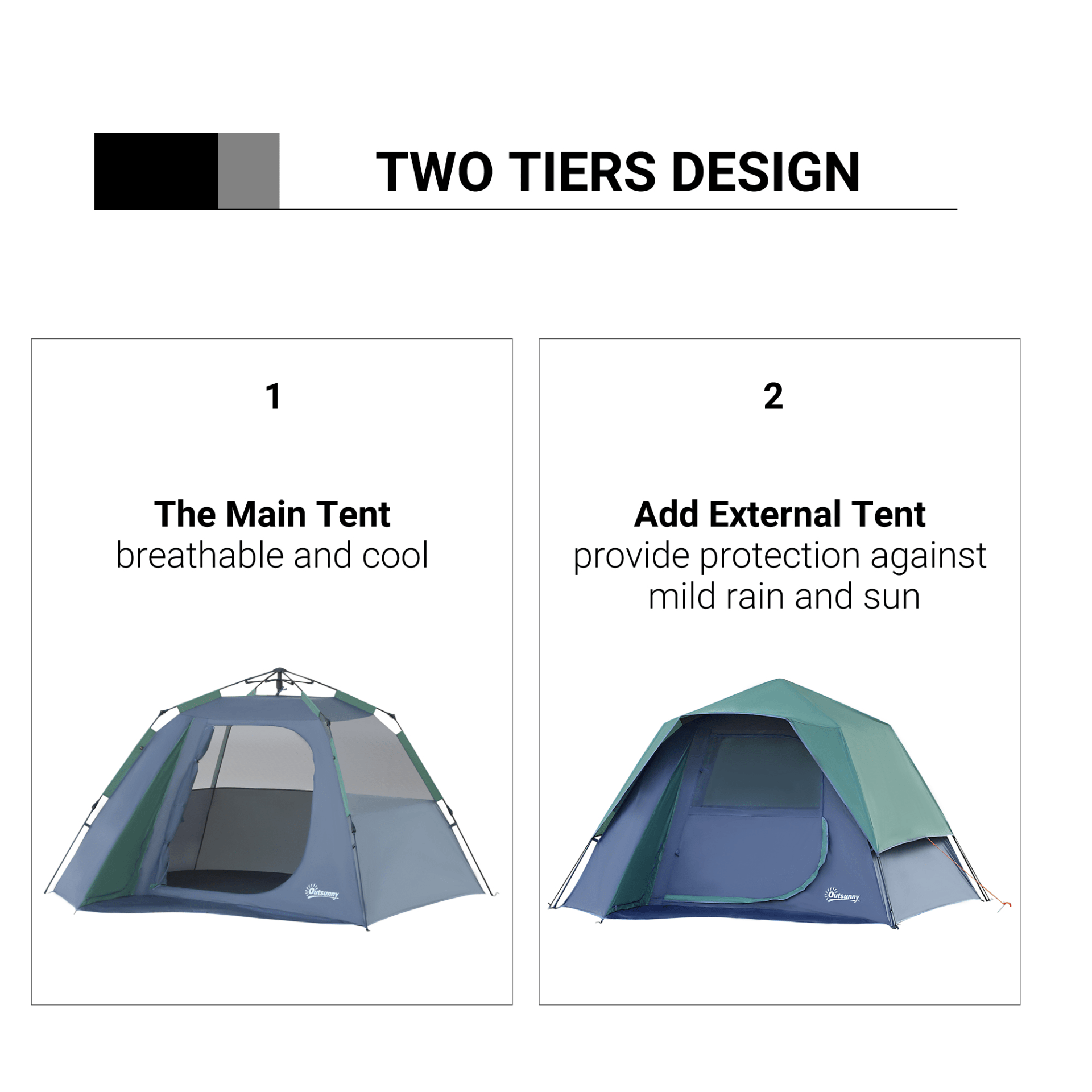 Outsunny 3-4 Person Pop-Up Camping Tent 4 Man Tent Cosy Camping Co.   