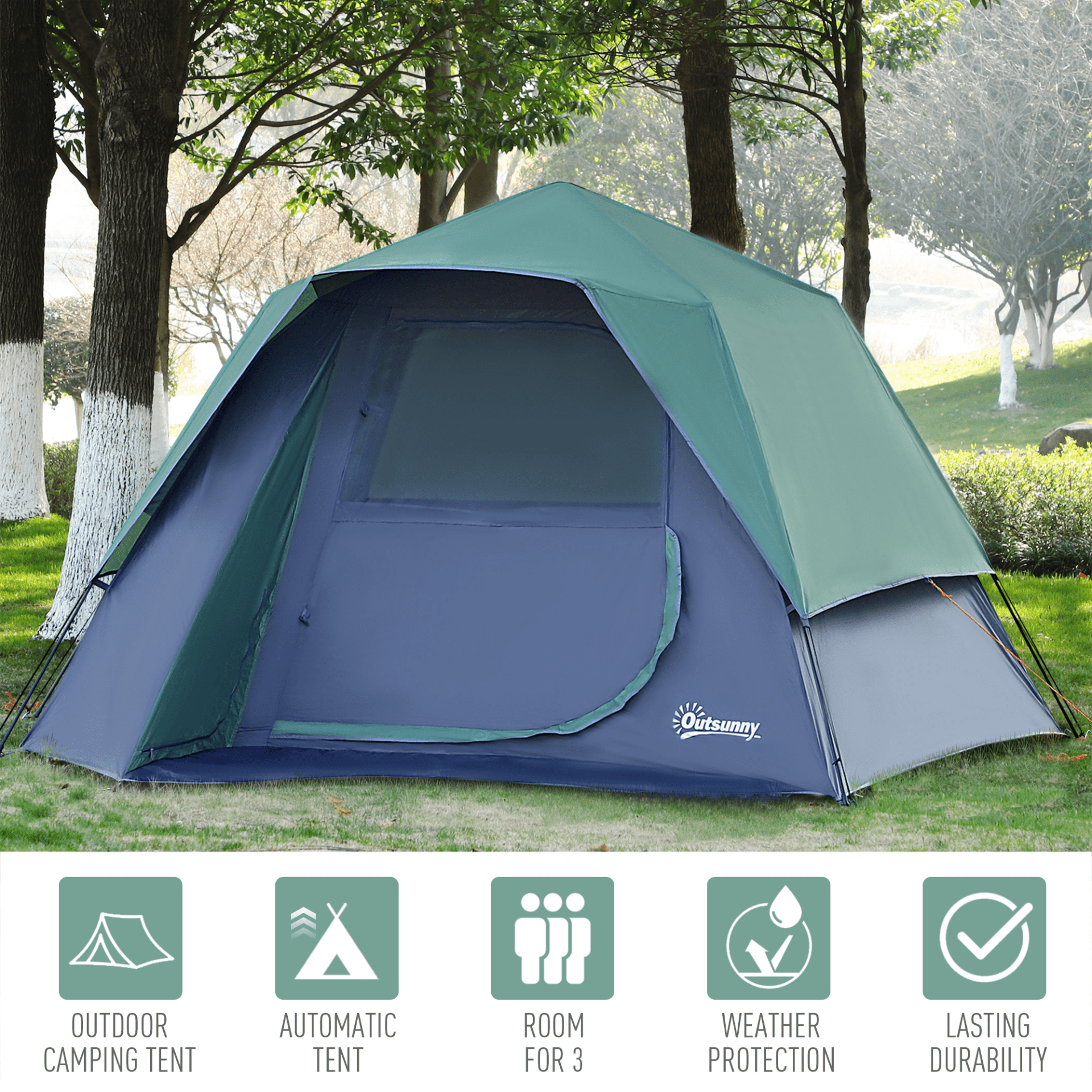 Outsunny 3-4 Person Pop-Up Camping Tent 4 Man Tent Cosy Camping Co.   