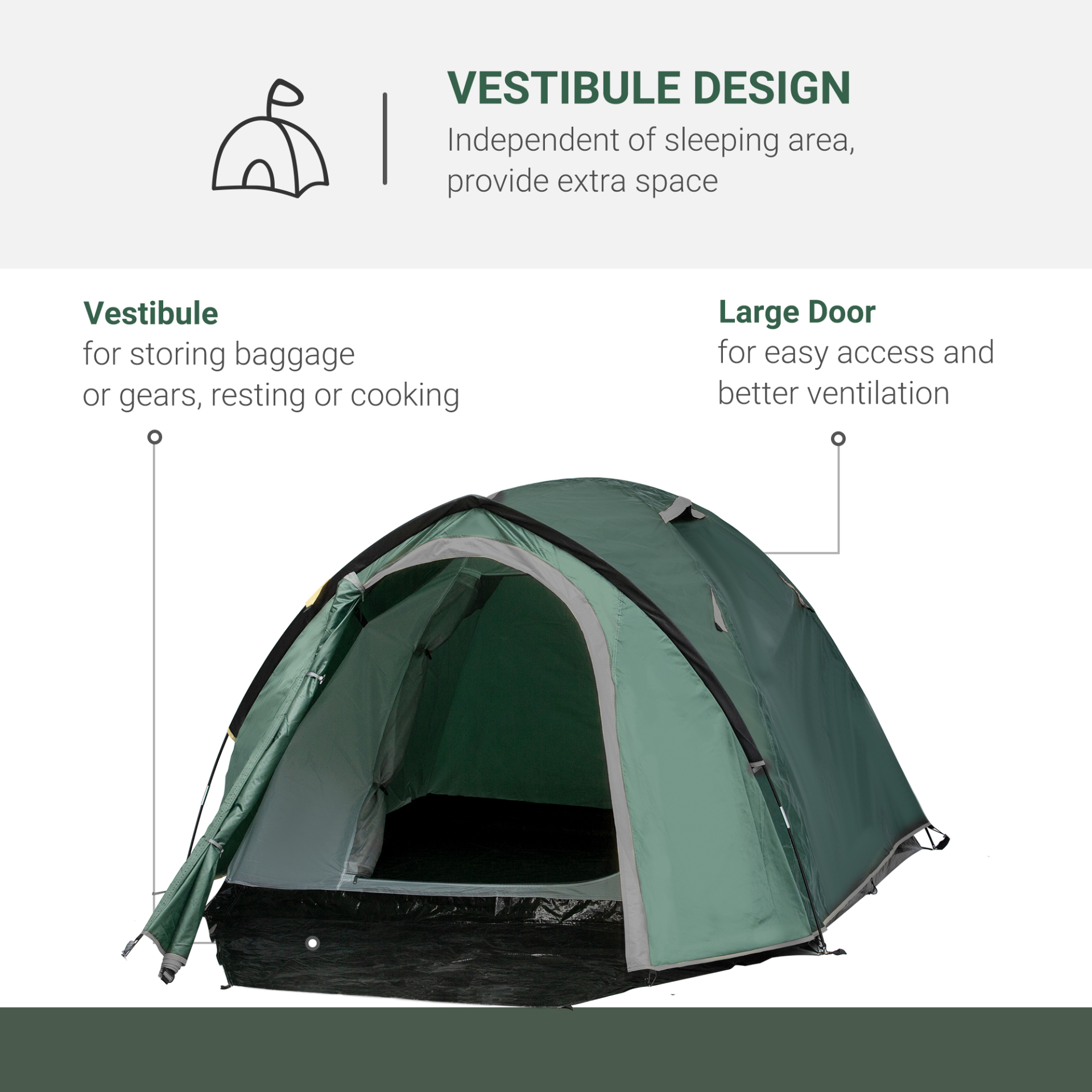 Outsunny Camping Tent w/ Dome for 2-3 Person 3 Man Tent Cosy Camping Co.   