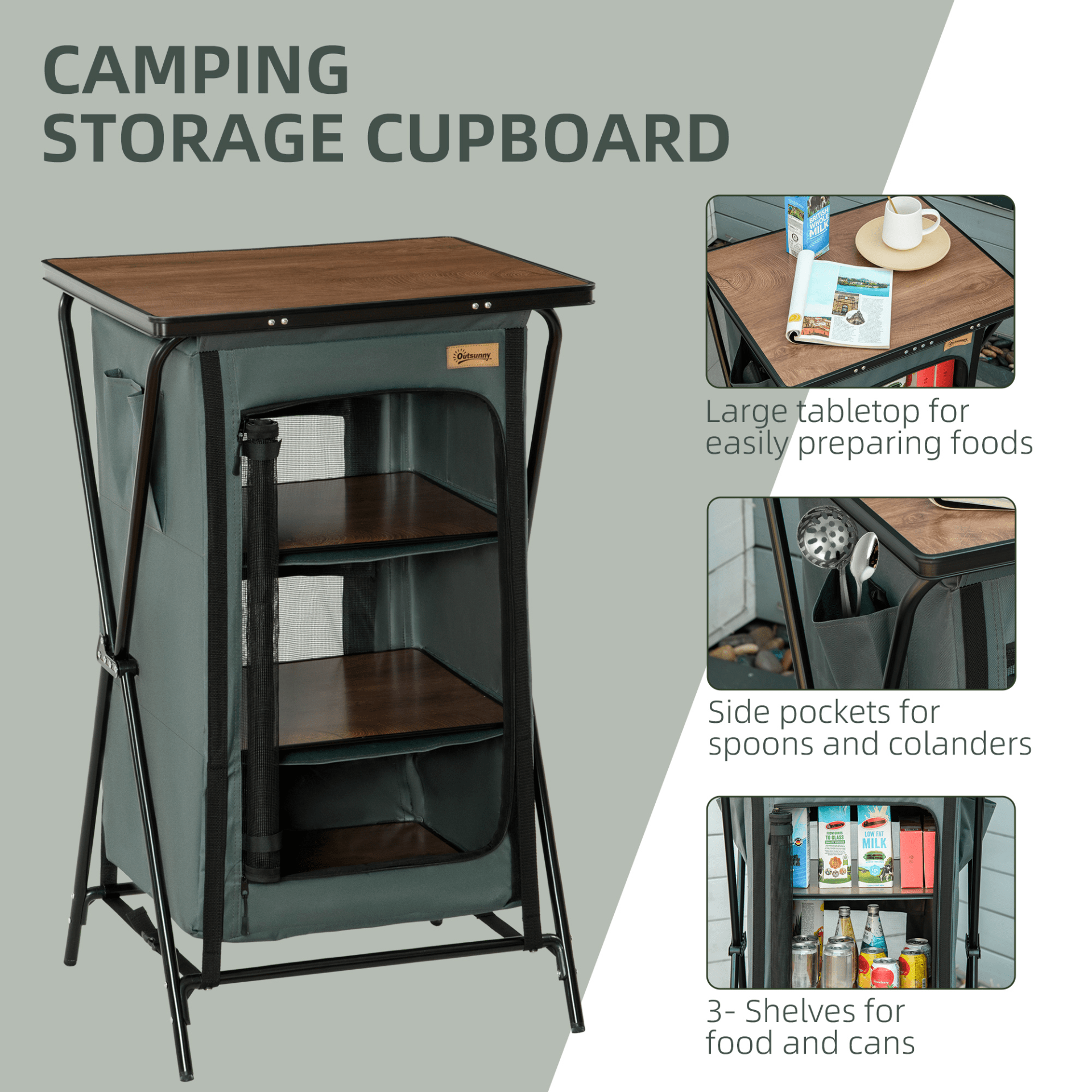 Outsunny Camping Cupboard Camping Table Cosy Camping Co.   