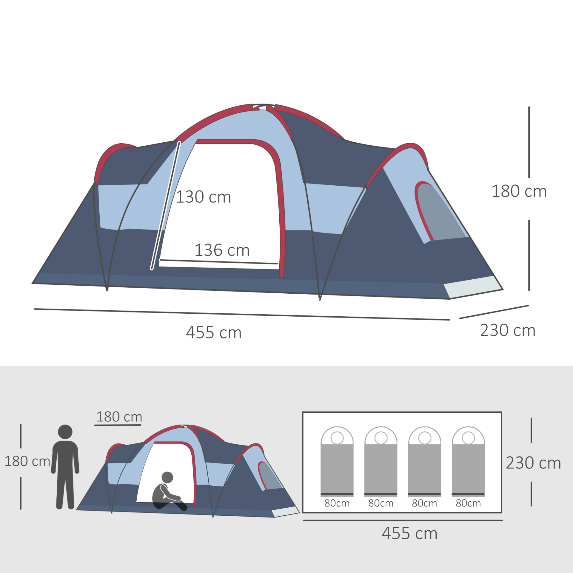 Outsunny 5-6 Man Dome Camping Tent 6 Man Tent Cosy Camping Co.   