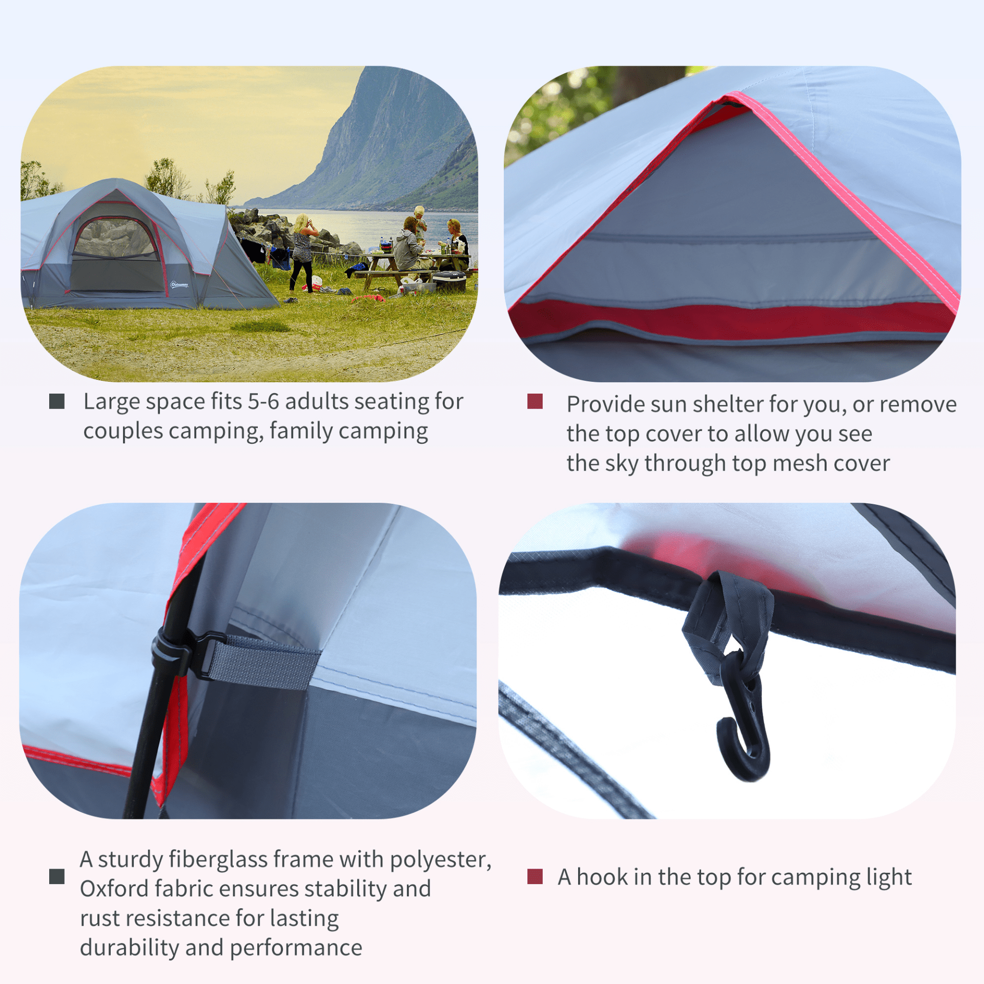 Outsunny 5-6 Man Dome Camping Tent 6 Man Tent Cosy Camping Co.   