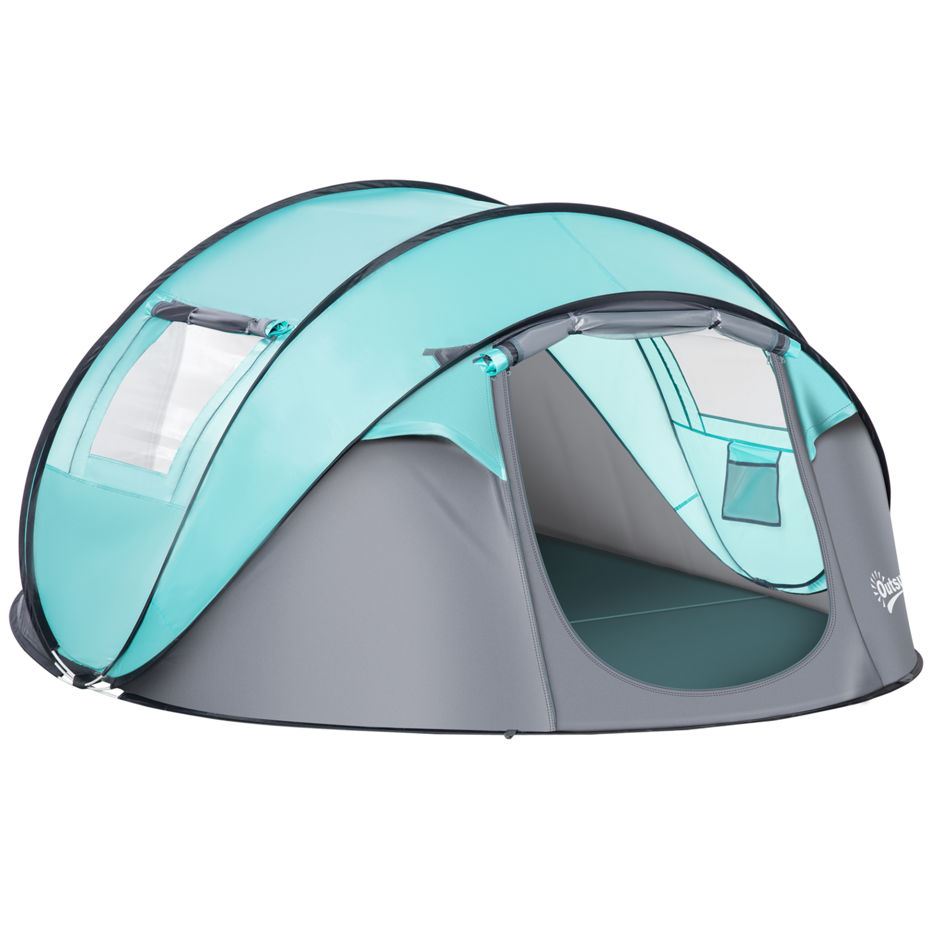 Outsunny 4 Person Pop Up Camping Tent 4 Man Tent Cosy Camping Co. Blue  